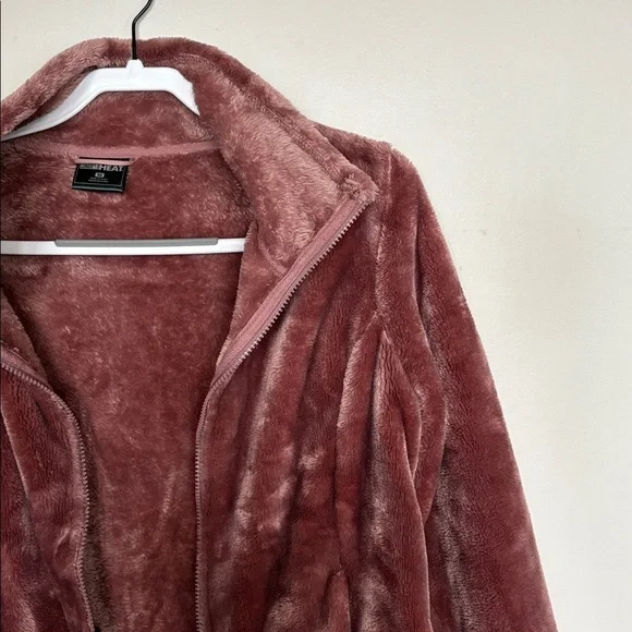 32 Degrees Heat Plush Teddy Zip Jacket Women’s M Dusty Rose Mauve - Picture 3 of 5